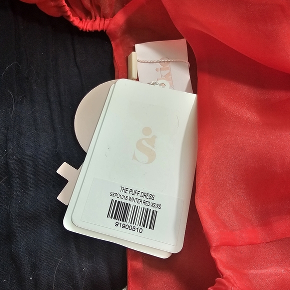 SELKIE Winter Red Puff Dress, Cute Viral Ruby Organza Princess Dress - Picture 12 of 12